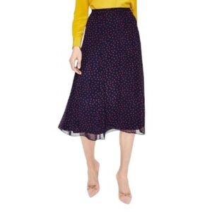 Boden Serena Navy Blue Red Polka Dot A-line Midi Skirt US Size 12 Preppy Twee